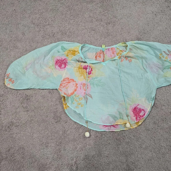 Farm Rio Blue Floral Blouse Oversized size Small - Picture 4 of 11